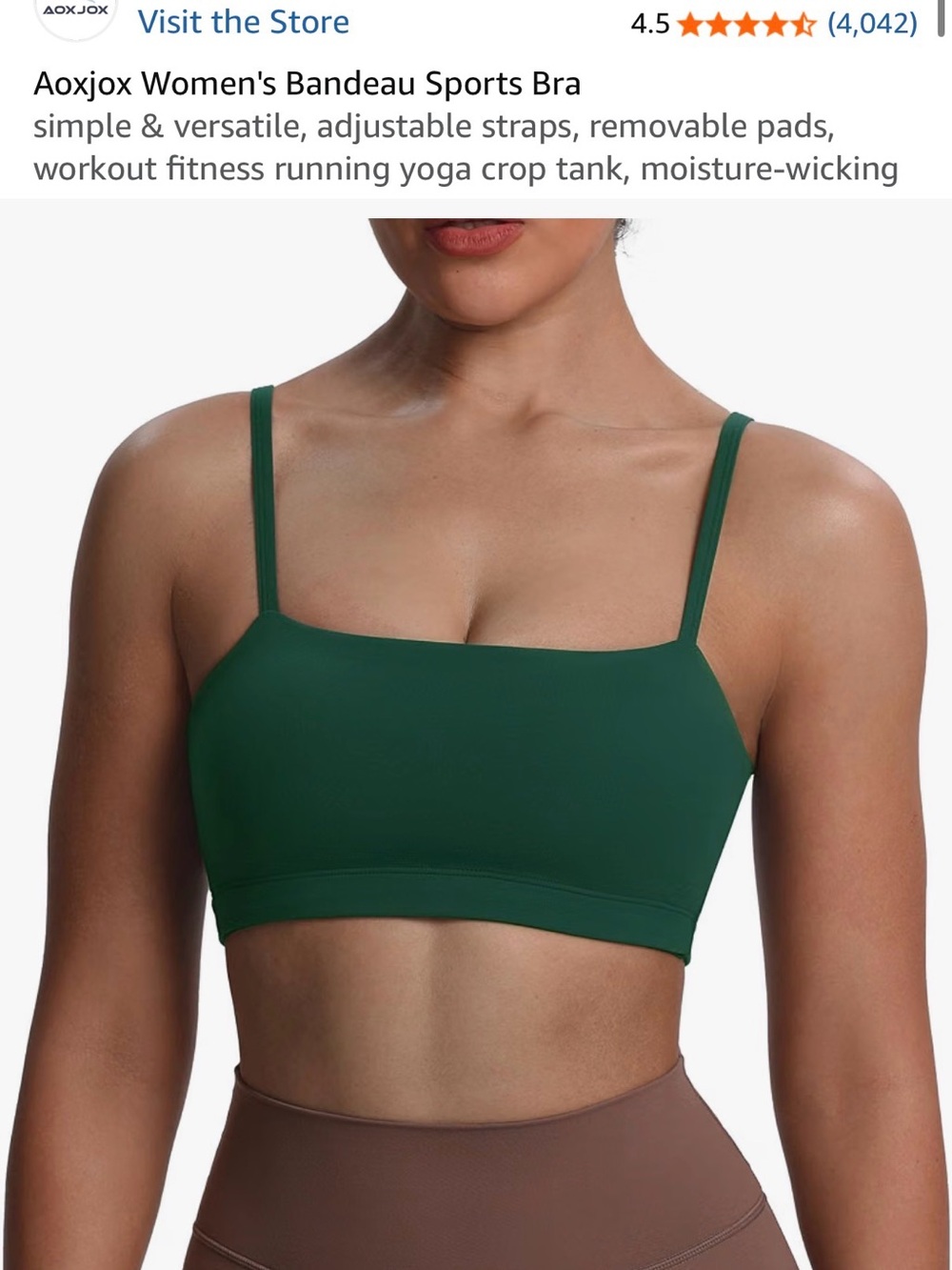 Aoxjox storm green Green Bandeau Sports Bra
